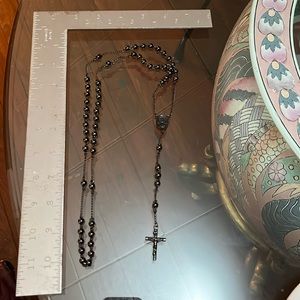 Black weighted rosary 18”
